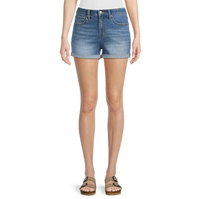 No Boundaries Junior's High Rise Denim Shorts, 3” Inseam, Sizes 1-21 | Walmart (US)