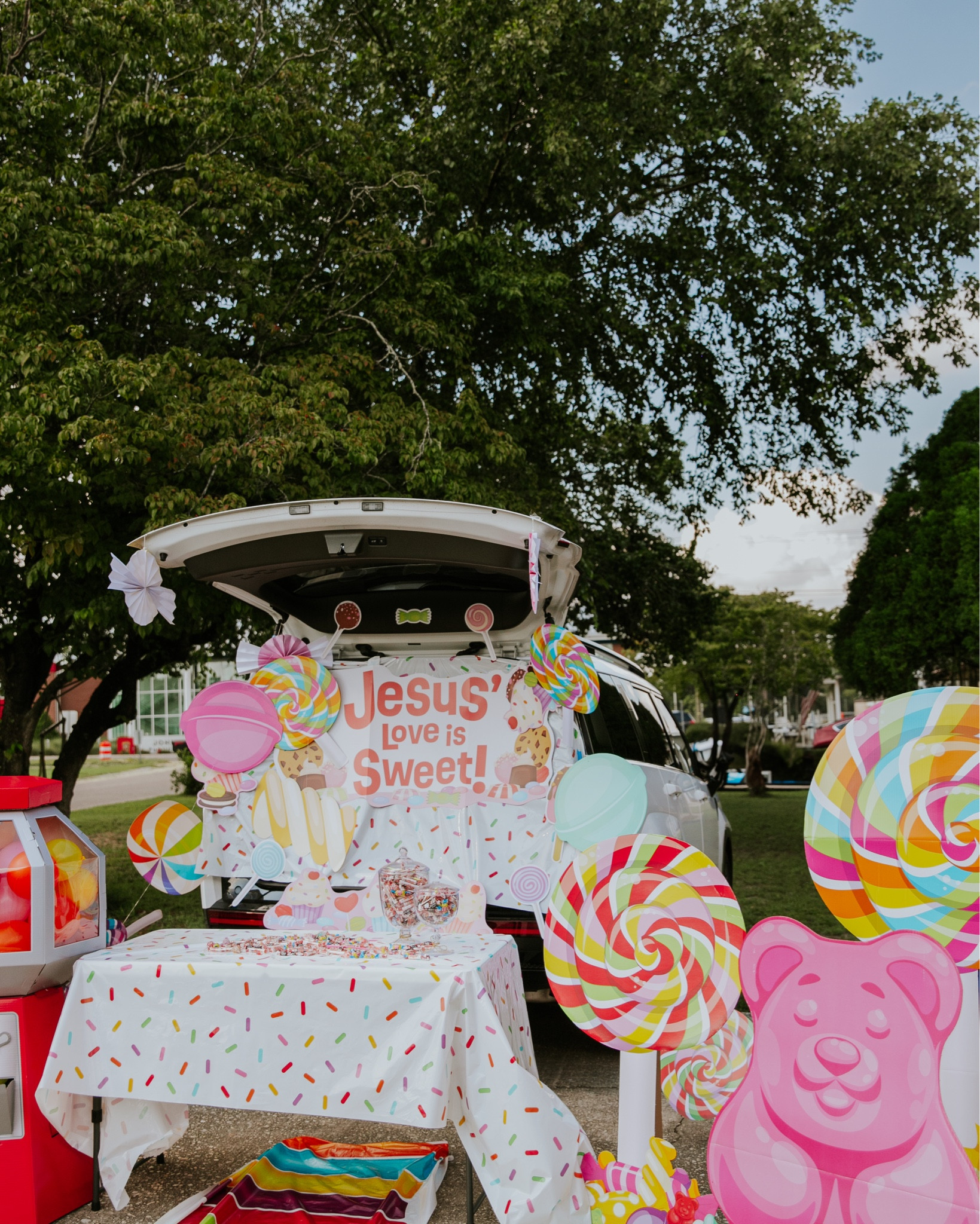 Trunk or treat idea for church fall festival! Jesus’ love is sweet is a fun theme and perfect for giving out candy. Immerse the trick or treaters in a Willy wonka-esque experience with these decorations! #trunkortreat 

#LTKSeasonal #LTKHome #LTKParties