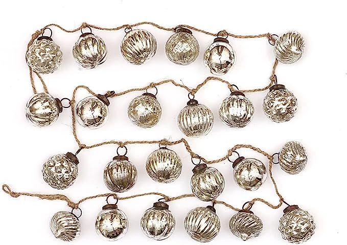 Amazon.com: One Holiday Way 72-Inch Embossed Mercury Glass Ornament Christmas Tree Garland w/Anti... | Amazon (US)