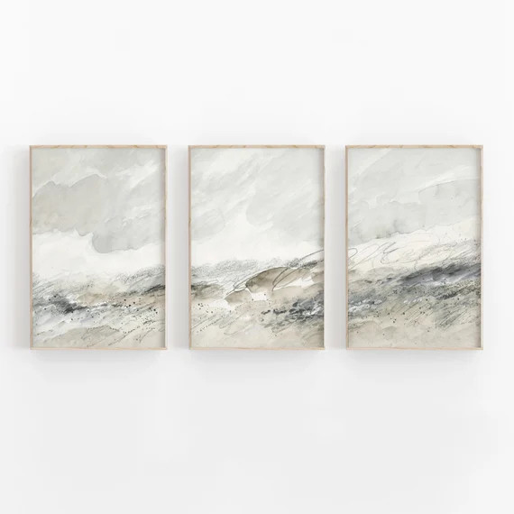 Beige and Grey Print Set of 3 Watercolor Print Printable - Etsy | Etsy (US)