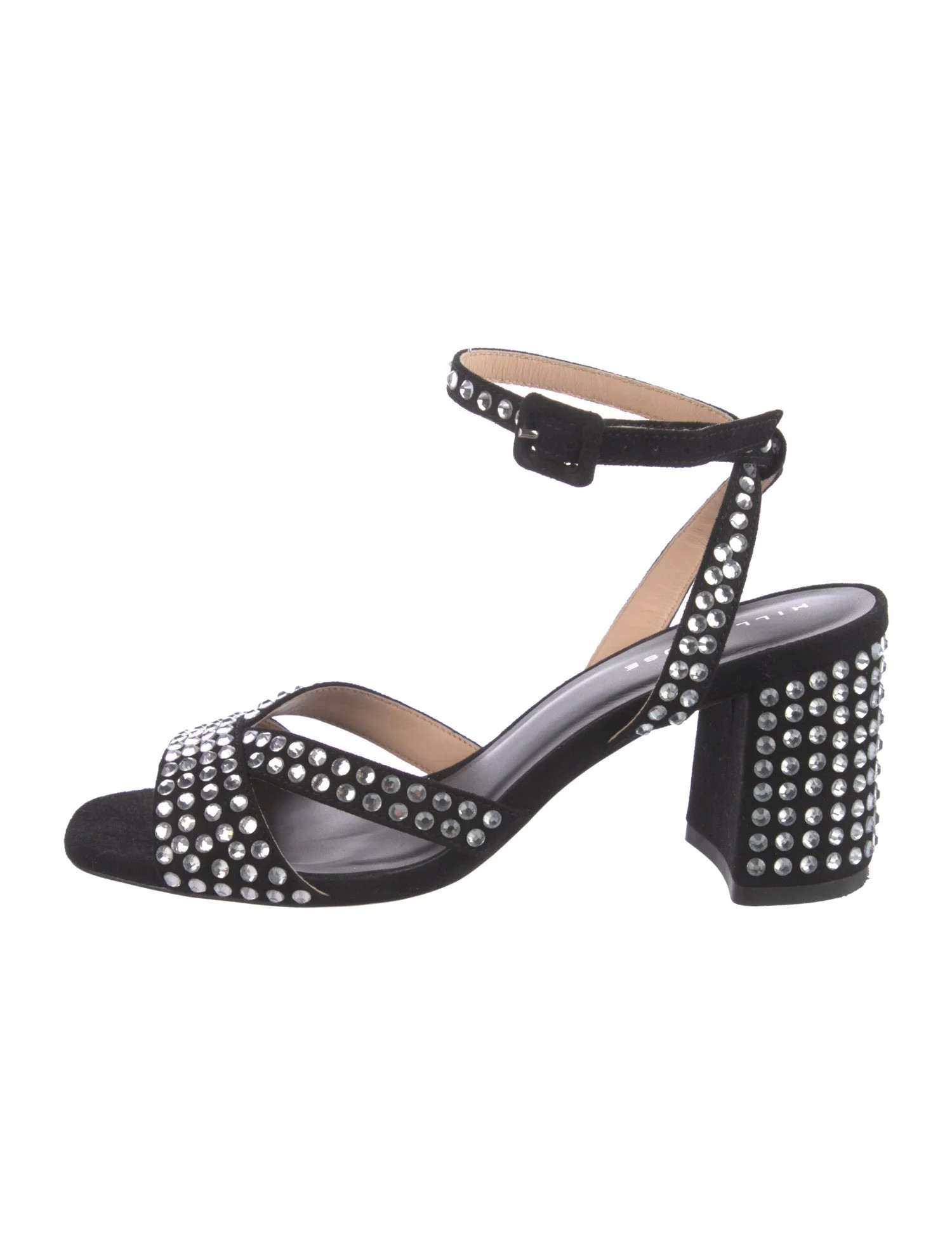 Suede Crystal Embellishments Sandals | The RealReal