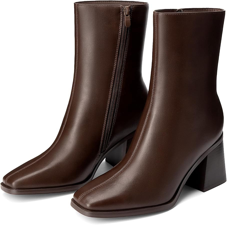 DREAM PAIRS Women's Square Toe Ankle Boots | Amazon (US)