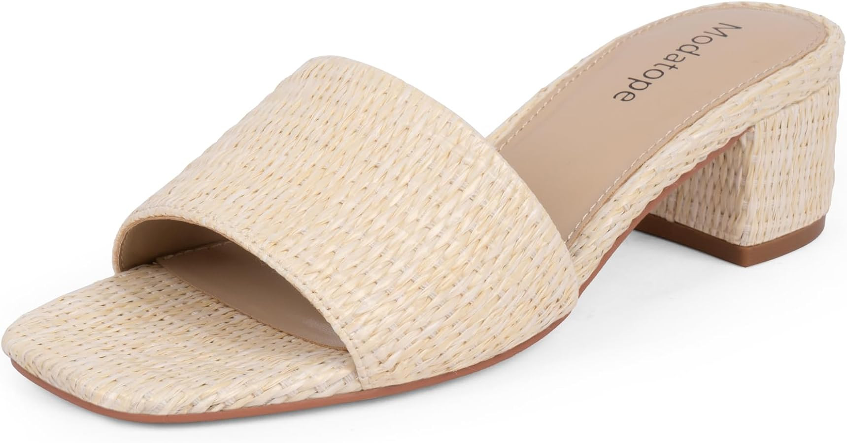 Modatope Braided Sandals Women Chunky Heel Square Toe Sandals for Women Open Toe Heeled Mules | Amazon (US)