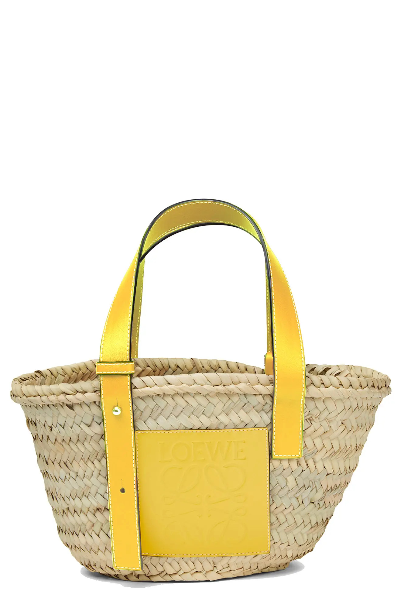 Loewe Small Logo Straw Tote in Yellow at Nordstrom | Nordstrom