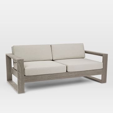 Portside Outdoor 75&quot; Sofa, Lounge Chair &amp; Concrete Coffee Table Set | West Elm (US)