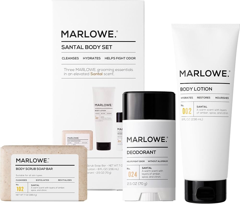MARLOWE. Men's Grooming Santal Body Set, Features No. 102 Scrub Soap Bar, No. 024 Deodorant & No.... | Amazon (US)