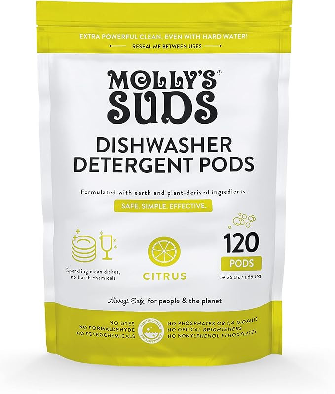 Molly's Suds Dishwasher Pods | Natural Dishwasher Detergent, Cuts Grease & Rinses Clean (Residue-... | Amazon (US)