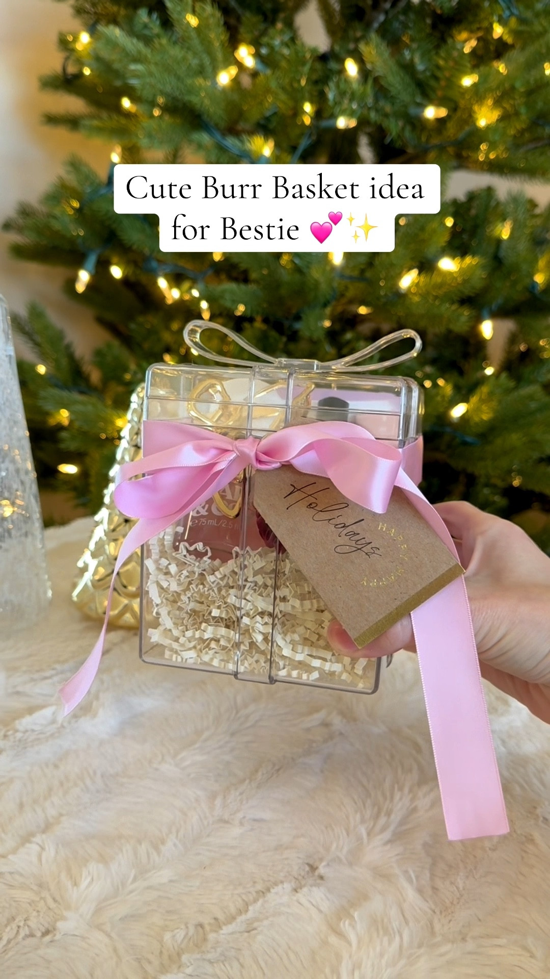 DIY Christmas gift idea for friends! ☃️🎁

This acrylic gift box is from Target! It’s in the dollar section if you can’t find it online! I filled mine with some fun self care, makeup and hair care goodies

Pink gift box idea: nail polish, Patchology eye gels, lip balm, gold claw clip, body mist, Teleties satin scrunchies and pearl hair clips

I added a satin ribbon and gift tag to finish it off! ☺️ This is the perfect gift for your besties!

Teen girl gifts, stocking stuffer ideas, secret Santa gifts, Christmas gift guide, diy gifts, hair care gifts, mini beauty gifts, beauty gift ideas

#LTKHoliday #LTKSeasonal #LTKGiftGuide