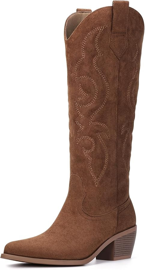 White Cowboy Boots for Women - Wide Calf Rhinestone Cowgirl Boots, Women Knee High Western Boots,... | Amazon (US)