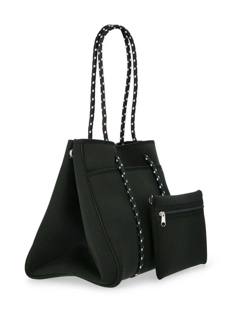 No Boundaries Women's Neoprene Beach Tote Bag, Black | Walmart (US)