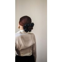 Handmade Vintage Silk Xxl Oversized Cloud Black Satin Dramatic Scrunchie | Etsy (US)