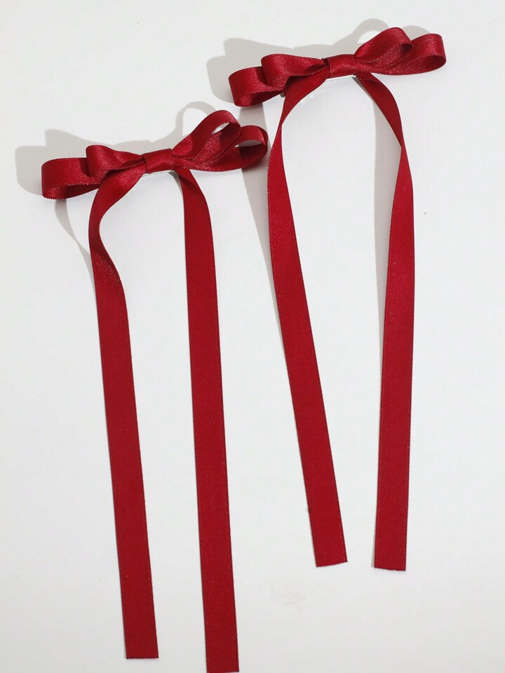 2pcs Ballet Style Long Ribbon Bow Hair Clip, Fashionable And Cute Women Hair Accessory, Suitable ... | SHEIN