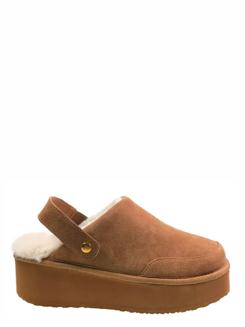 Joyspun Women's Faux Fur Convertible Clog Slippers | Walmart (US)