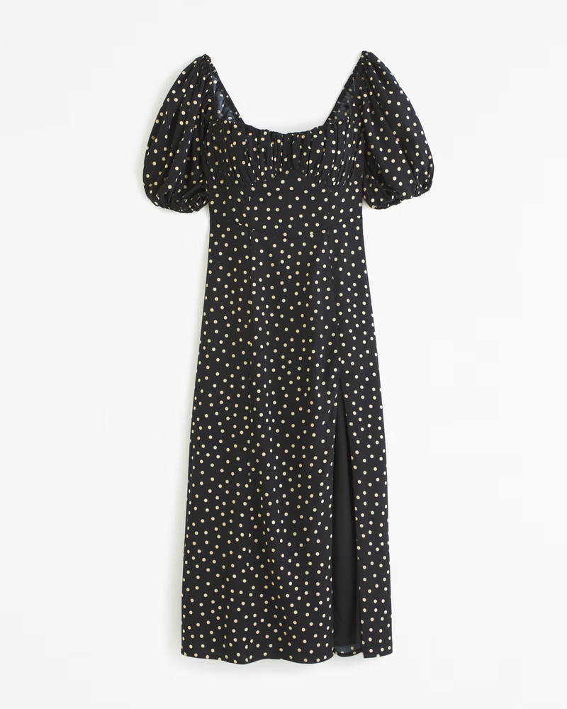 Women's Puff Sleeve Midi Dress | Women's Clearance | Abercrombie.com | Abercrombie & Fitch (US)