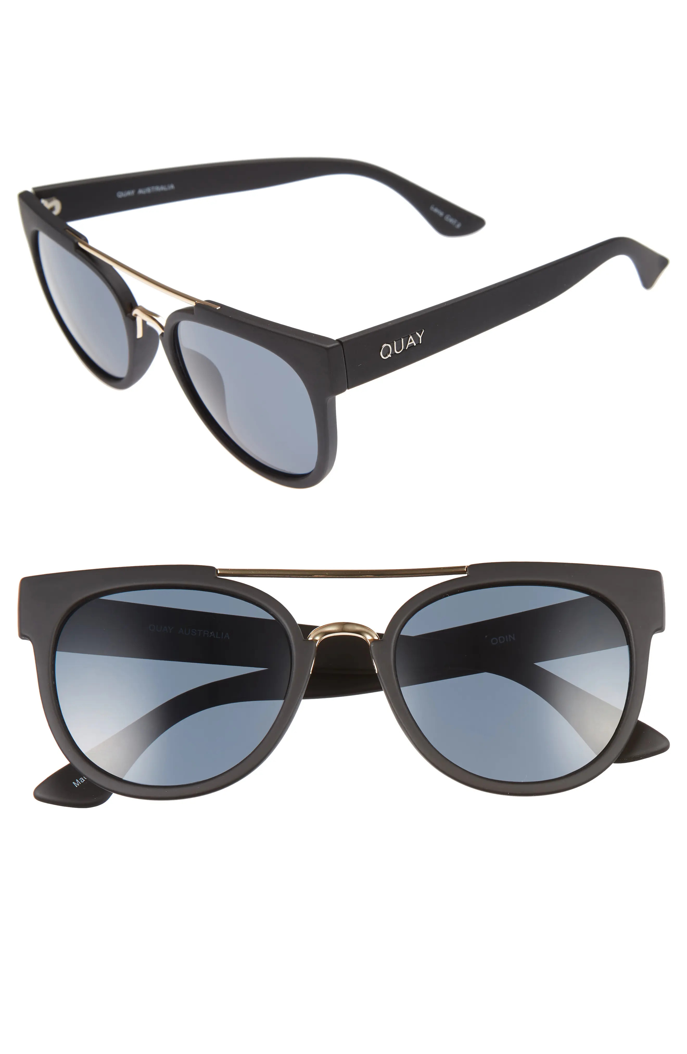 Women's Quay Australia Odin 55mm Round Sunglasses - Black/ Smoke Lens | Nordstrom