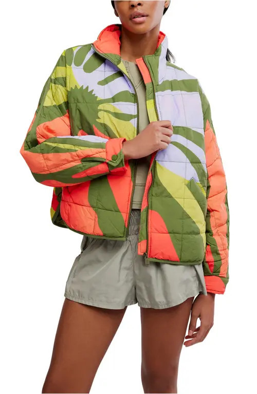 Free People Pippa Placement Print Quilted Jacket in Retro Sun Martini at Nordstrom, Size Large | Nordstrom