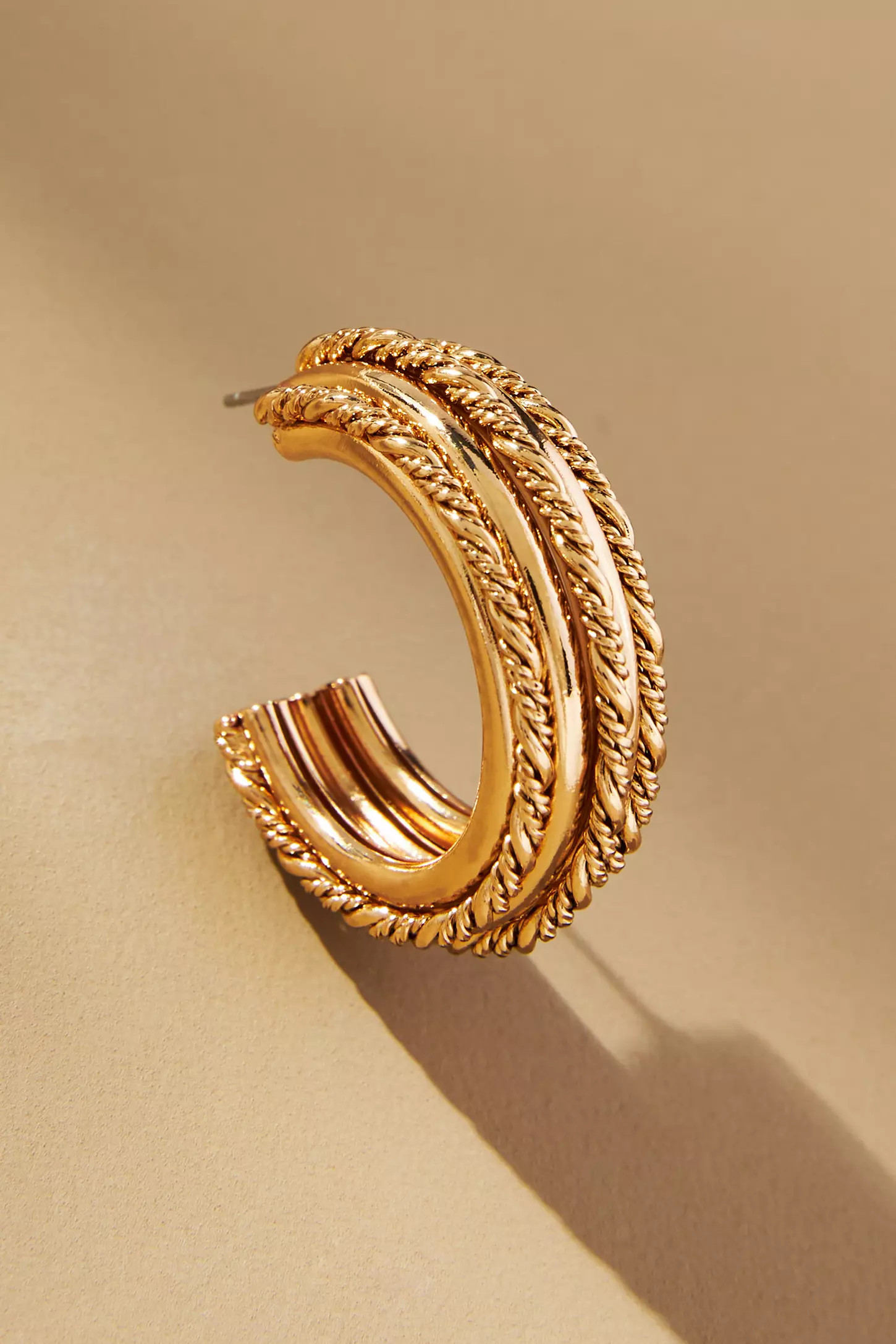 The Restored Vintage Collection: Thin Ribbed Huggie Earrings | Anthropologie (US)