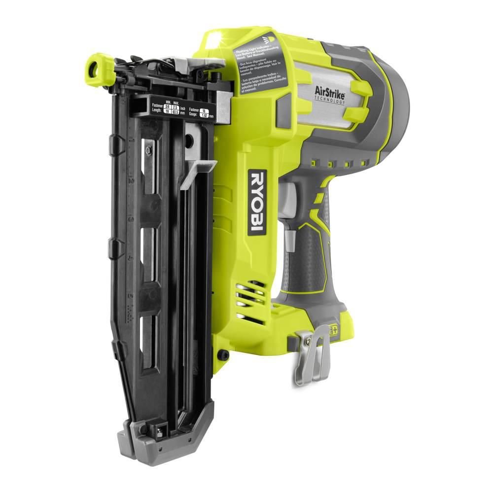 RYOBI 18-Volt ONE+ Lithium-Ion Cordless AirStrike 16-Gauge Cordless Straight Finish Nailer (Tool ... | The Home Depot