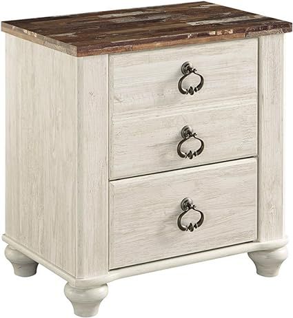 Ashley Furniture Signature Design - Willowton Nightstand - Rustic Farmhouse Style - White Wash | Amazon (US)