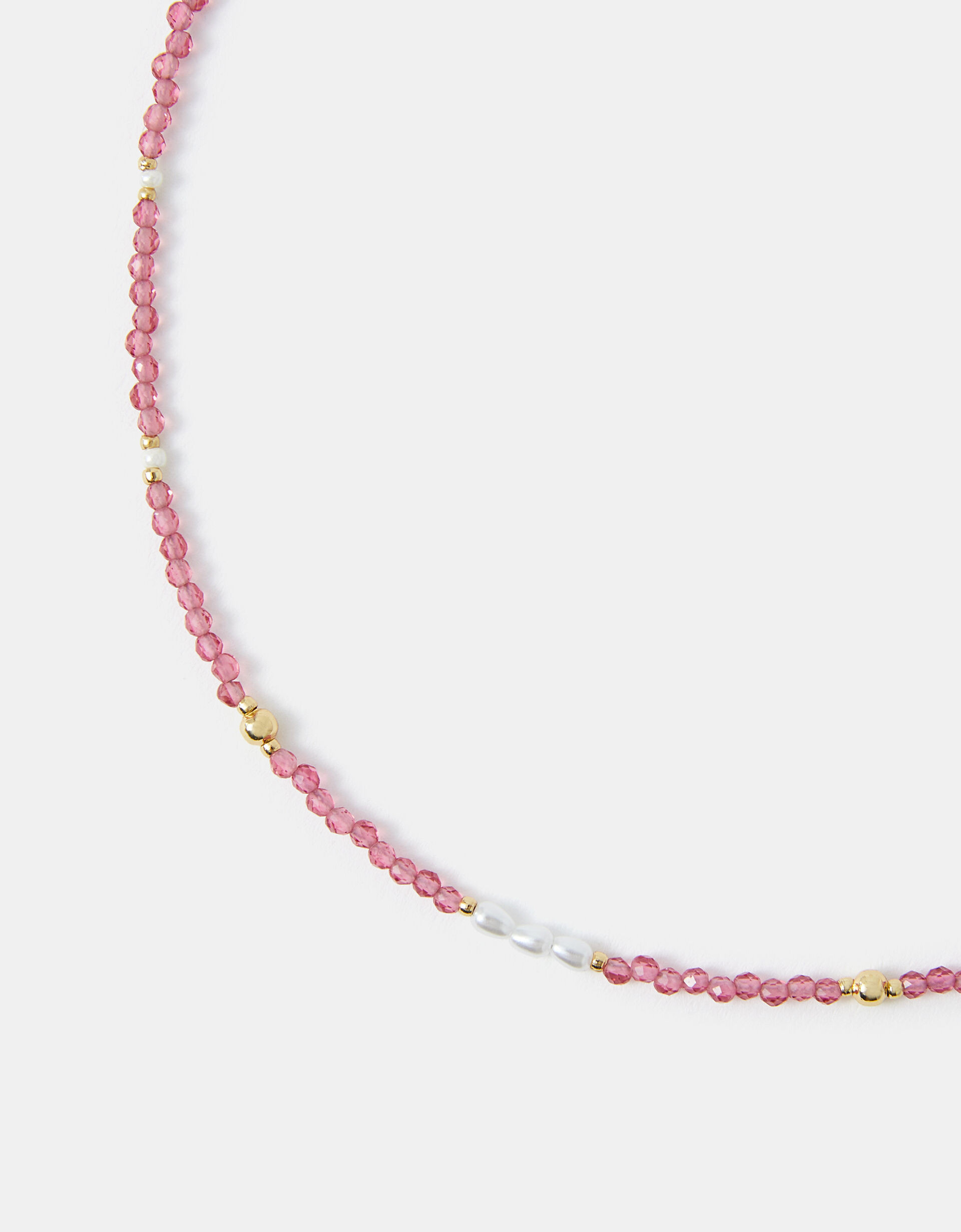 14ct Gold-Plated Beaded Pearl Necklace Pink | Accessorize (Global)