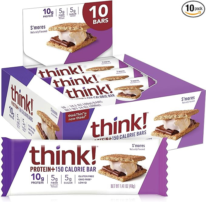 think! Protein Calorie Bars g Protein, 5g Sugar, No Artificial Sweeteners, Gluten GMO Free, 10 Co... | Amazon (US)