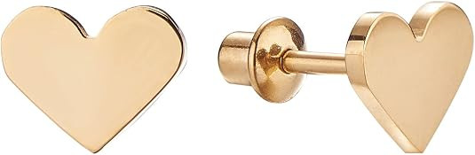 18k Gold Plated Screw Back Heart Stud Hypoallergenic Earrings for Kids, Baby, Toddler, Little Gir... | Amazon (US)