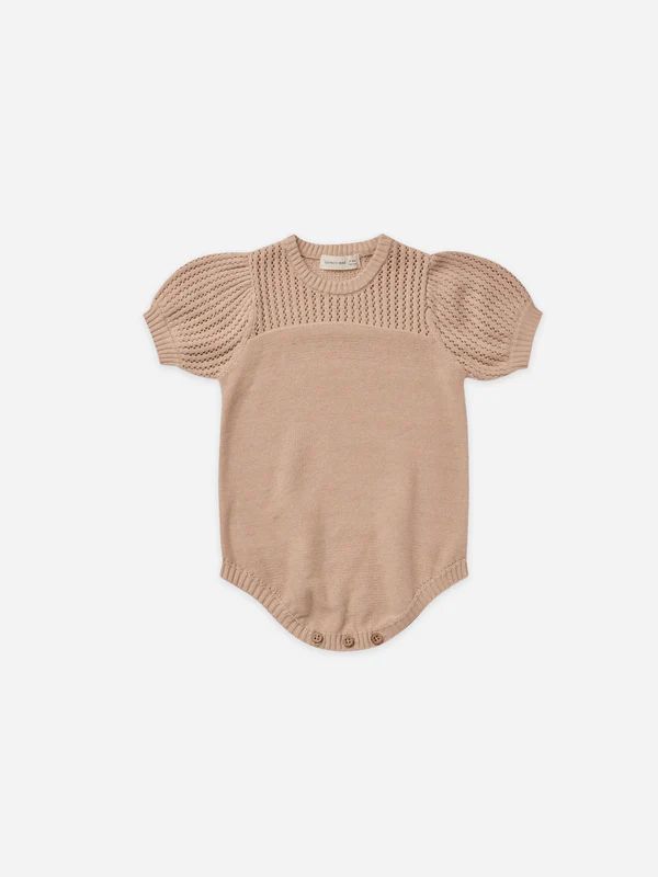 pointelle knit romper | blush | Quincy Mae