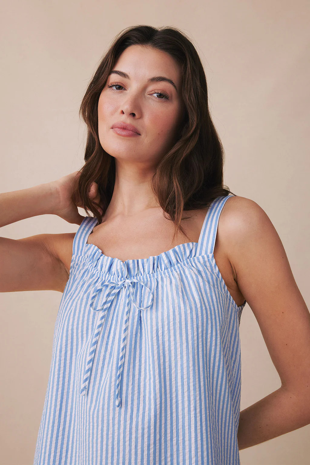 Alice Shorts Set in Blue Seersucker | Lake Pajamas