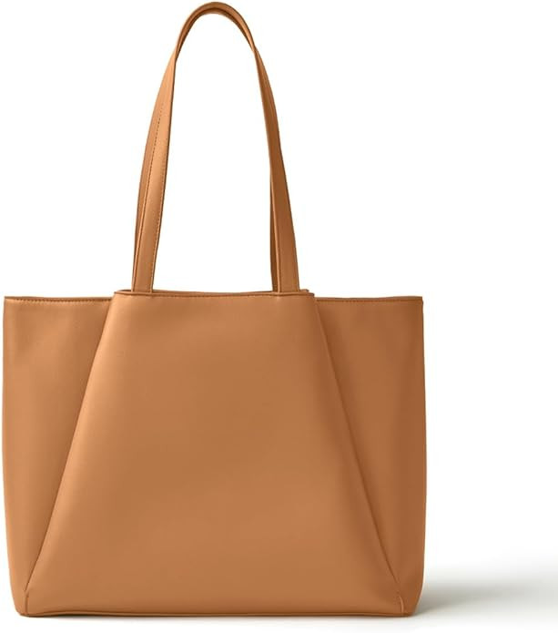 Work Tote Bags for Women 15.6 Inch - Laptop Tote Bag with Zip Compartments - Large PU Leather Off... | Amazon (US)