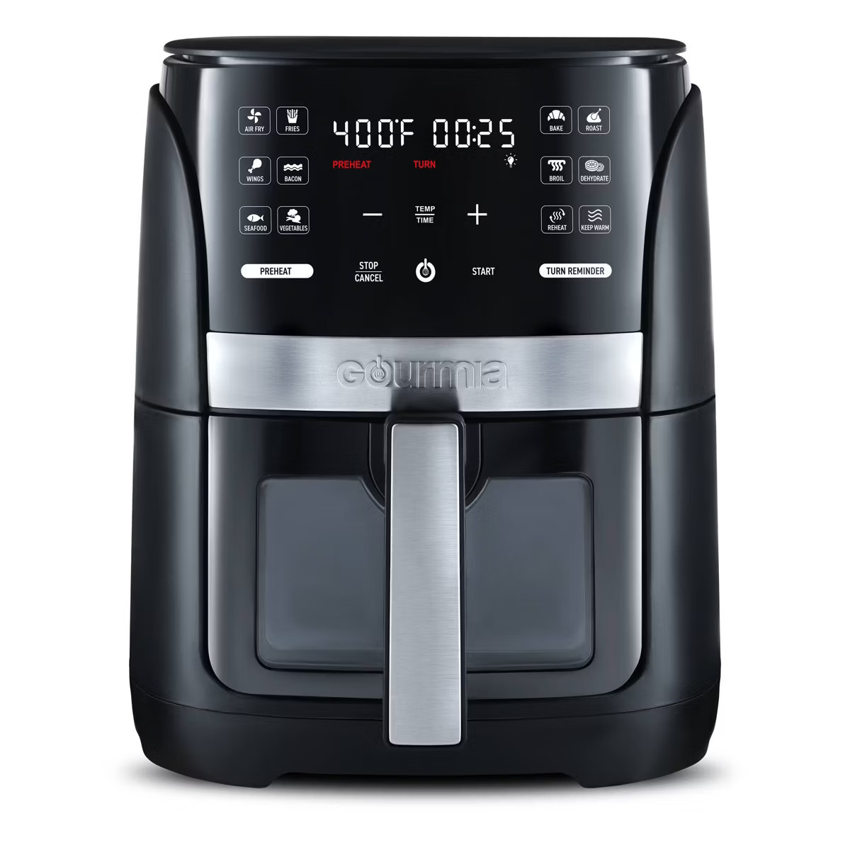 Gourmia 6-Qt Digital Window Air Fryer with 12 Presets & Guided Cooking Black | Target