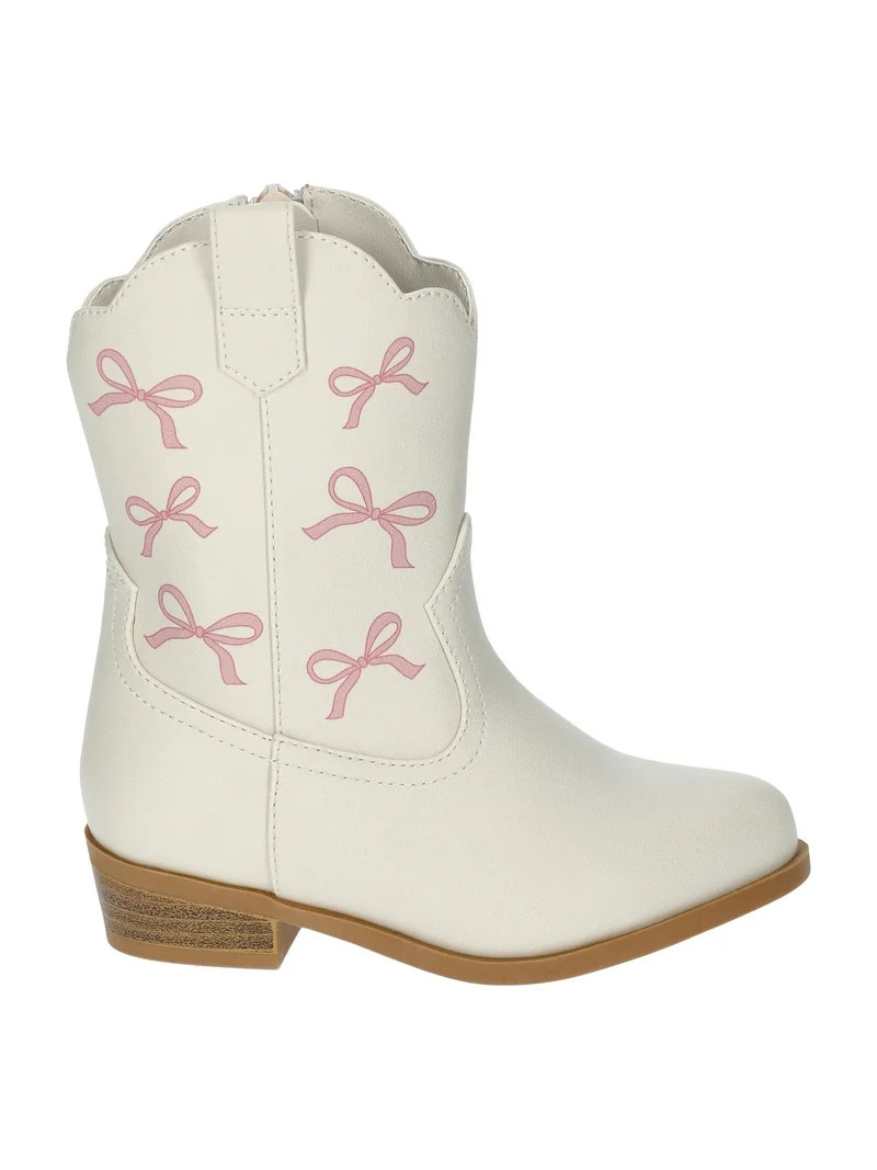 Wonder Nation Girls Bow Print Western Cowgirl Boots | Walmart (US)