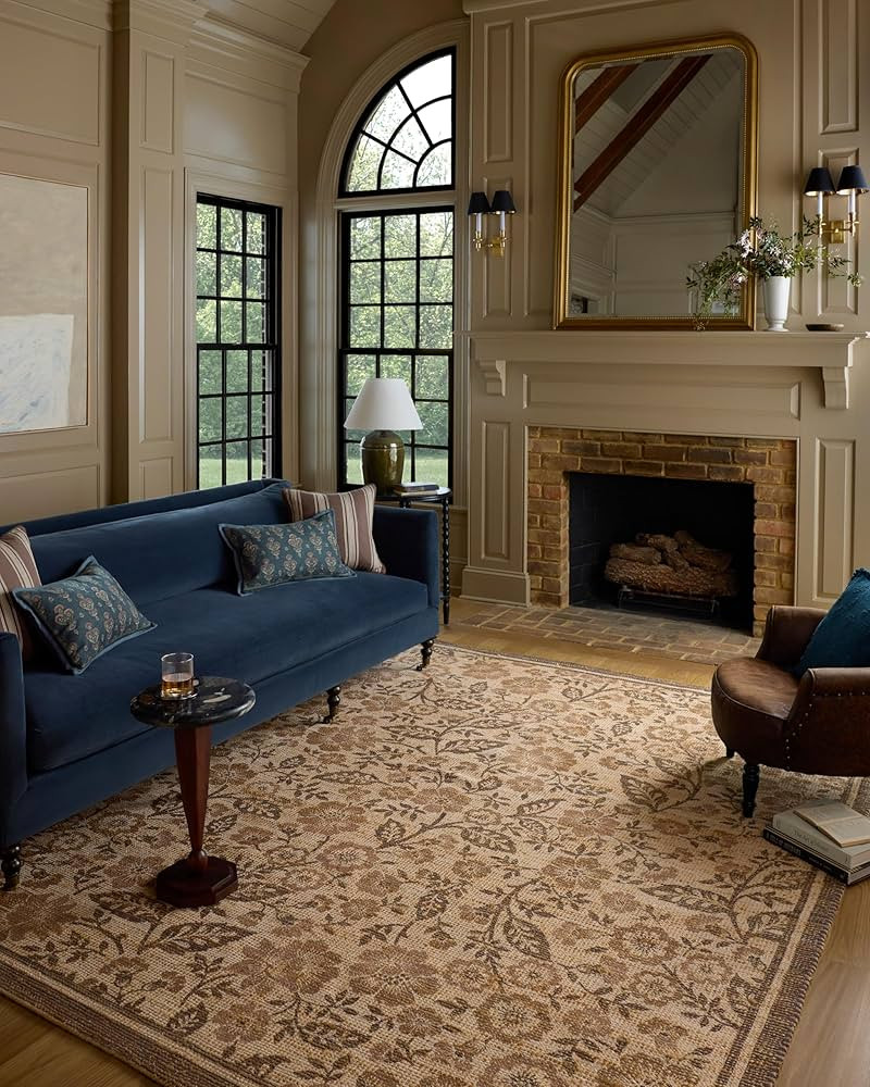 Loloi Chris Loves Julia Rue Collection RUE-03 Bark/Mocha 5'-0" x 7'-6" Area Rug Jute Neutral Flor... | Amazon (US)