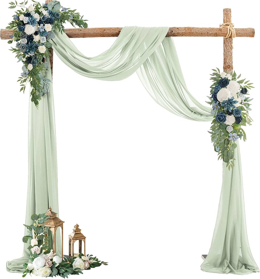 PARTISKY Wedding Arch Draping Fabric, 1 Panel 28" x 19Ft Sage Green Sheer Fabric Drapes Backdrop ... | Amazon (US)