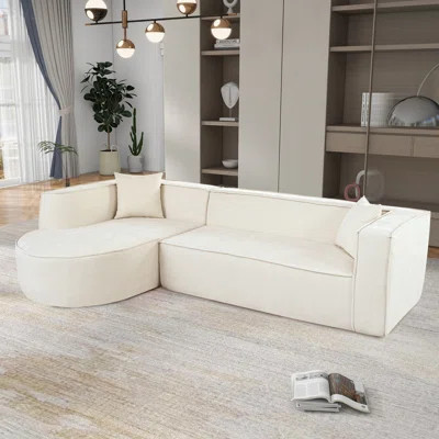 Modern Style Sectional Sofa,Sponge Sectional Sofa Couch,Modular L-Shape Sofa Couch with Elegant curved design and luxurious chenille fabric,two throw | Wayfair North America