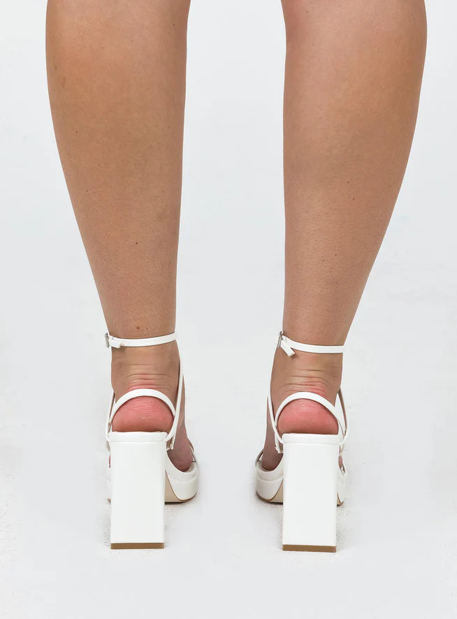 Tessie Ankle Strap Heels Matte White | Princess Polly US