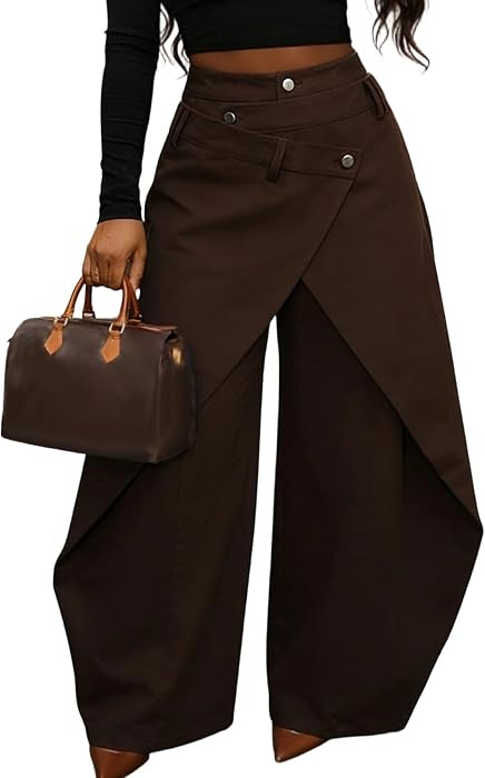 Women Cargo Jeans Asymmetrical Patchwork Denim Wide Leg Pants | Amazon (US)