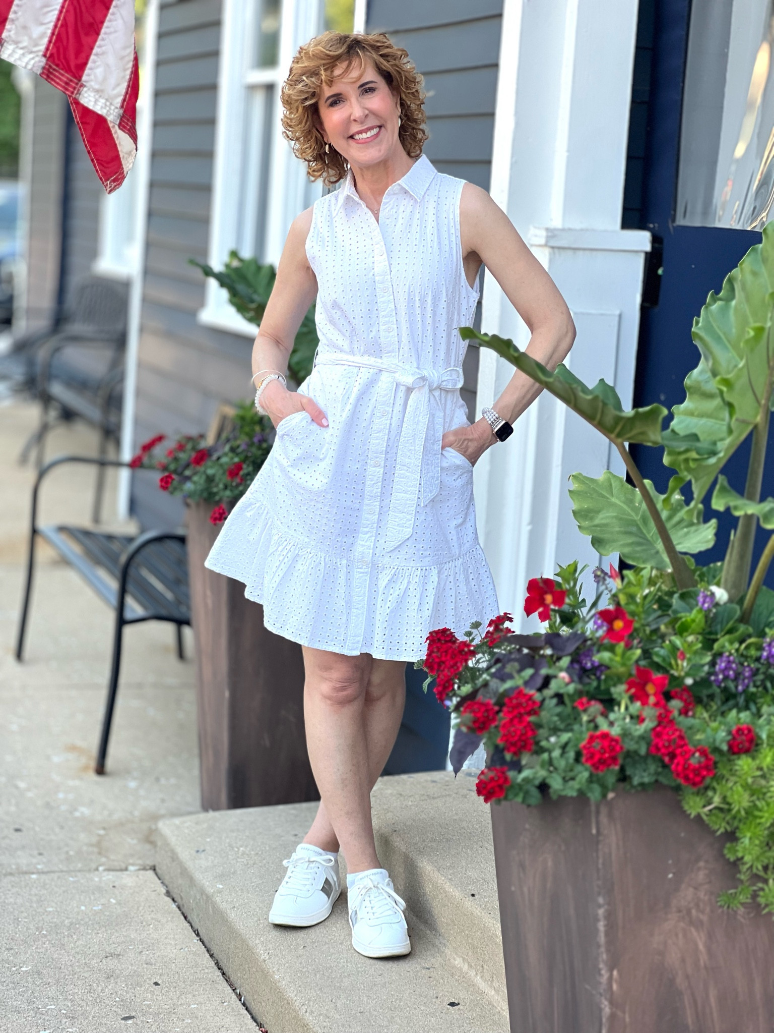 This summer dress is not only a white dress, but an eyelet dress, a shirt dress, a feminine dress, a great vacation dress and an affordable dress!

It fits TTS and has a tie waist that can be removed and replaced by a belt. I love the wide ruffle hem and the buttons that go from top to bottom. 

Pair with sneakers, wedges, or flat sandals and add a denim jacket for cool nights! I accessorized with a white and gold stack, a pearl Apple Watch band and mother of pearl earrings.

It’s on major sale!



#LTKStyleTip #LTKFindsUnder50 #LTKSaleAlert