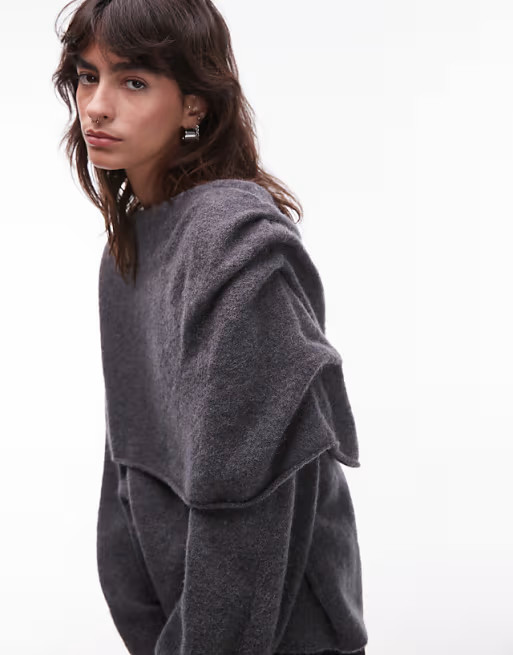 & Other Stories wool-alpaca blend swaddled drape sweater in dark gray | ASOS (Global)