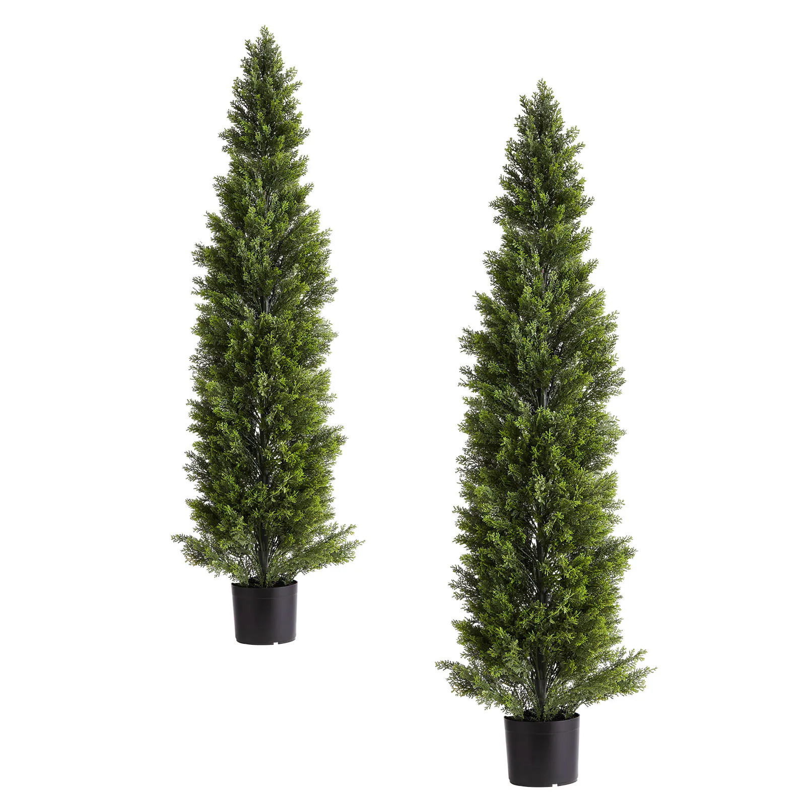 LUXEYARD Artificial Topiary Cedar Trees 60 inch 2 Set Faux Pine Shrubs Plants Fake Silk Tree Look Real Easy Assembly for Decor Front Porch Outdoor | Lowe's