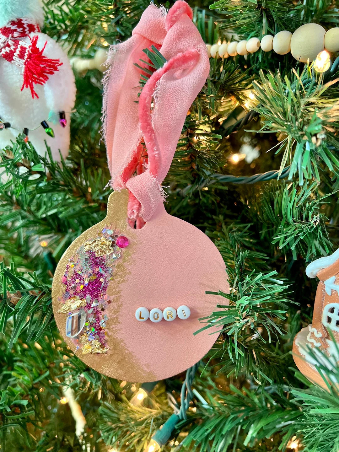 Christmas Name Ornament or Tags Personalized Girly and Sequin - Etsy | Etsy (US)