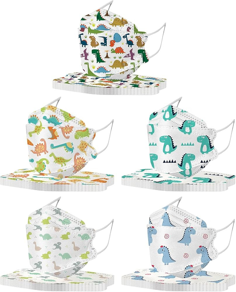 50Pcs Kids Disposable Face_Masks , 4-Ply 4D with Designs Facemasks with Nose Wire for Boys Girls Sch | Amazon (US)