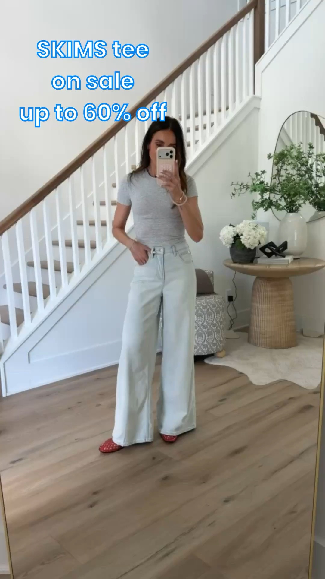 Skims tee on sale up to 60% off. New jeans from Spanx discount code ANNAMXSPANX.

casual chic outfit, wide leg pants outfit, light wash denim, everyday basics, neutral outfit ideas, effortless summer style, casual work outfit, minimalist fashion, elevated casual look, spring summer wardrobe

#LTKootd #LTKSaleAlert