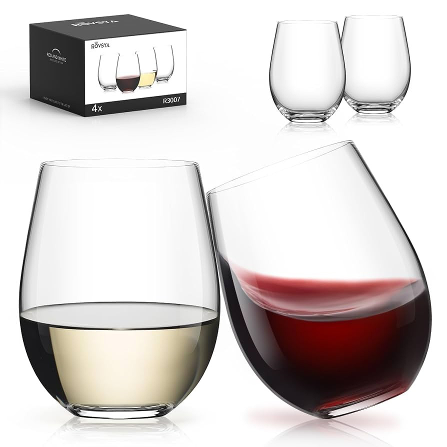 LUNA & MANTHA Stemless Wine Glasses Set of 4, 18oz Crystal Red White Wine Glasses for Daily Use, ... | Amazon (US)