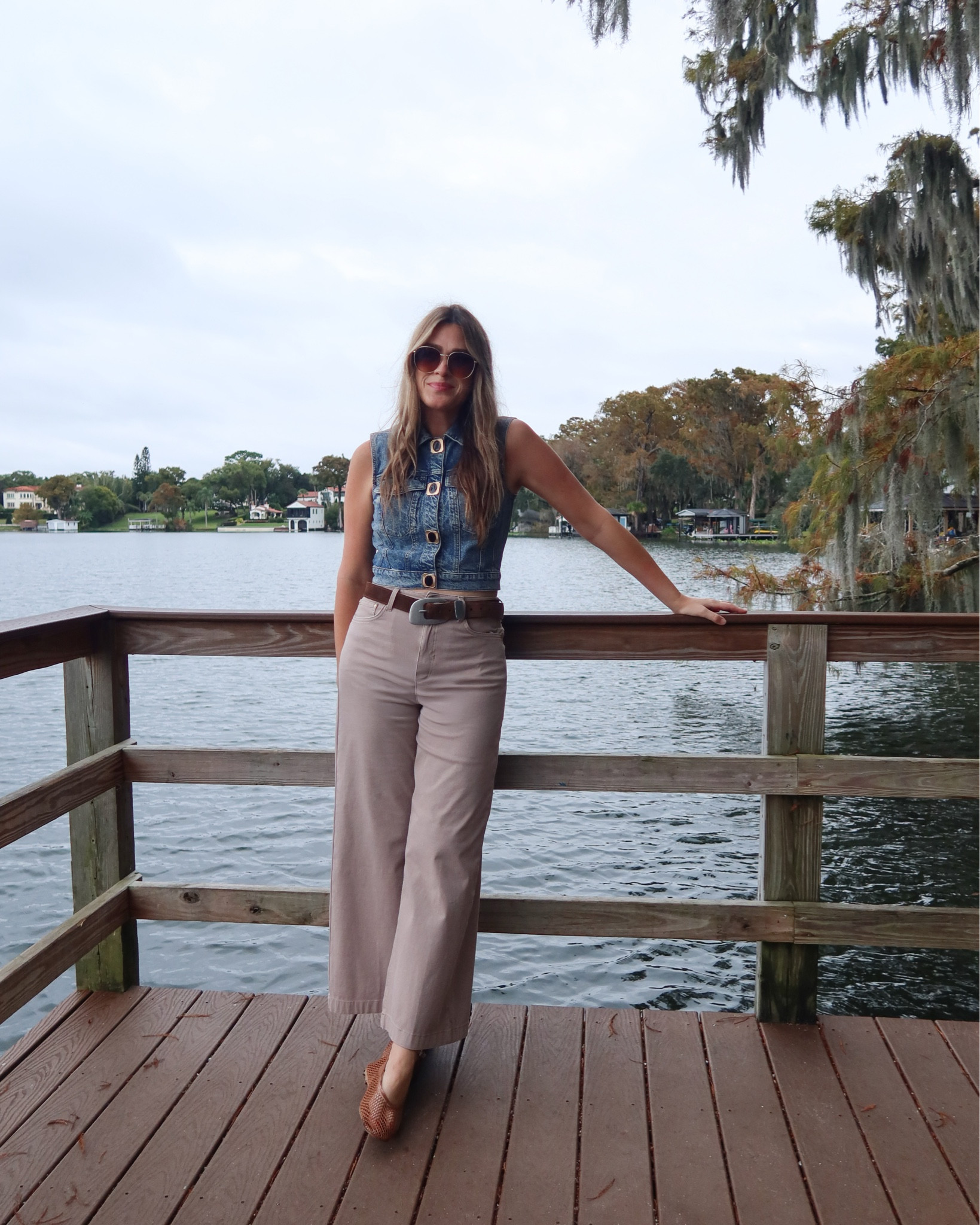 Fall style looks different Florida! I love this button down sleeveless jean top!

#LTKootd #LTKTall #LTKOver40