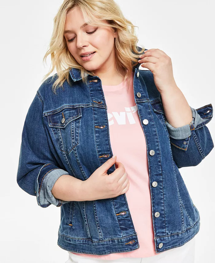 Levi's Plus Size Button-Down Original Denim Trucker Jacket - Macy's | Macy's