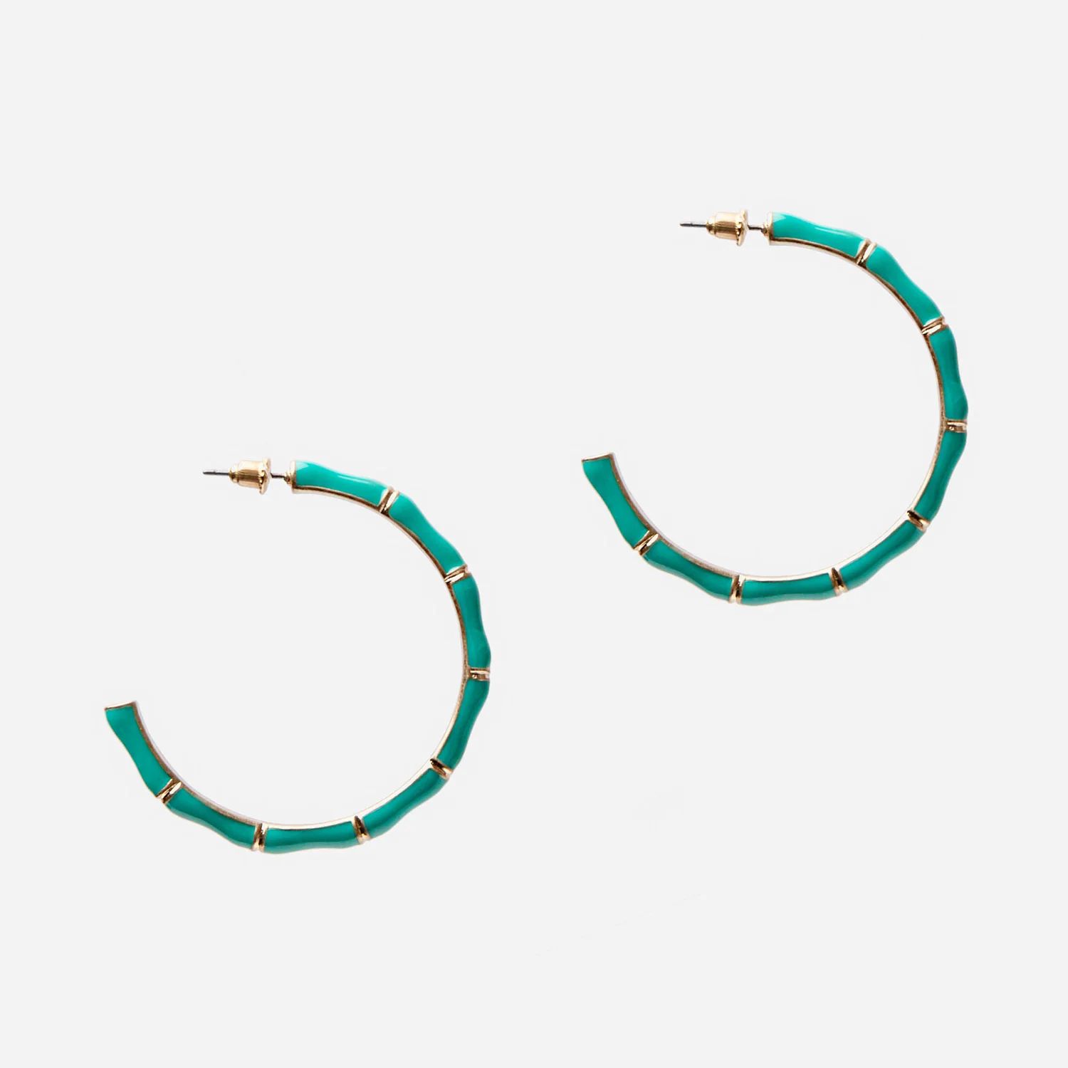 Turquoise  Bamboo Hoop Earrings | 