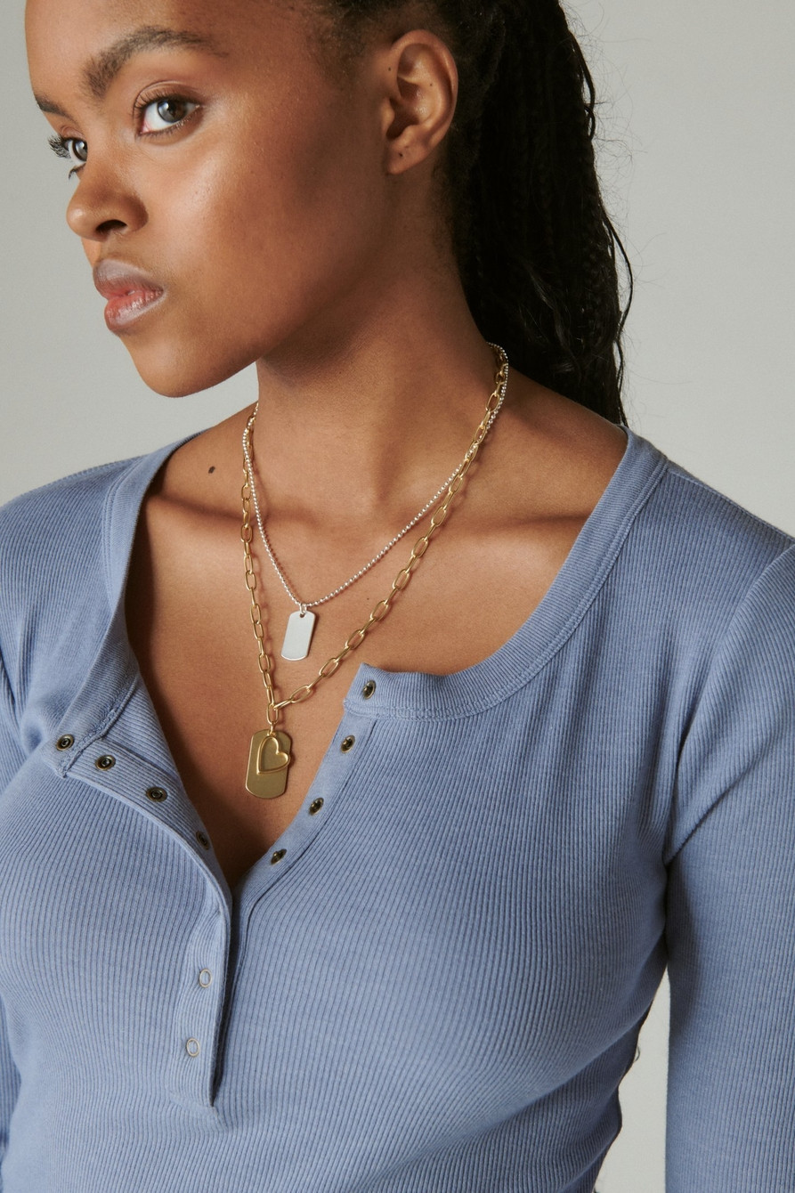LONG SLEEVE RIBBED SNAP HENLEY | Lucky Brand