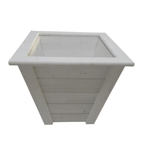 Style Selections 14.96-in W x 13.98-in H White Wood Planter | Lowe's