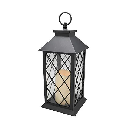 YAKii 13" Decorative Candle Lantern with LED Flameless Candle and Timer, Plastic LED Candle & Hol... | Walmart (US)