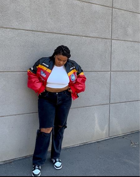 Keeping it casual 🏁
Jacket: 1xl 
Jeans 33w 
Simple outfits, bomber jackets, plus size fashion outfits

#LTKfit #LTKunder100 #LTKcurves